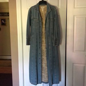 Long denim coat